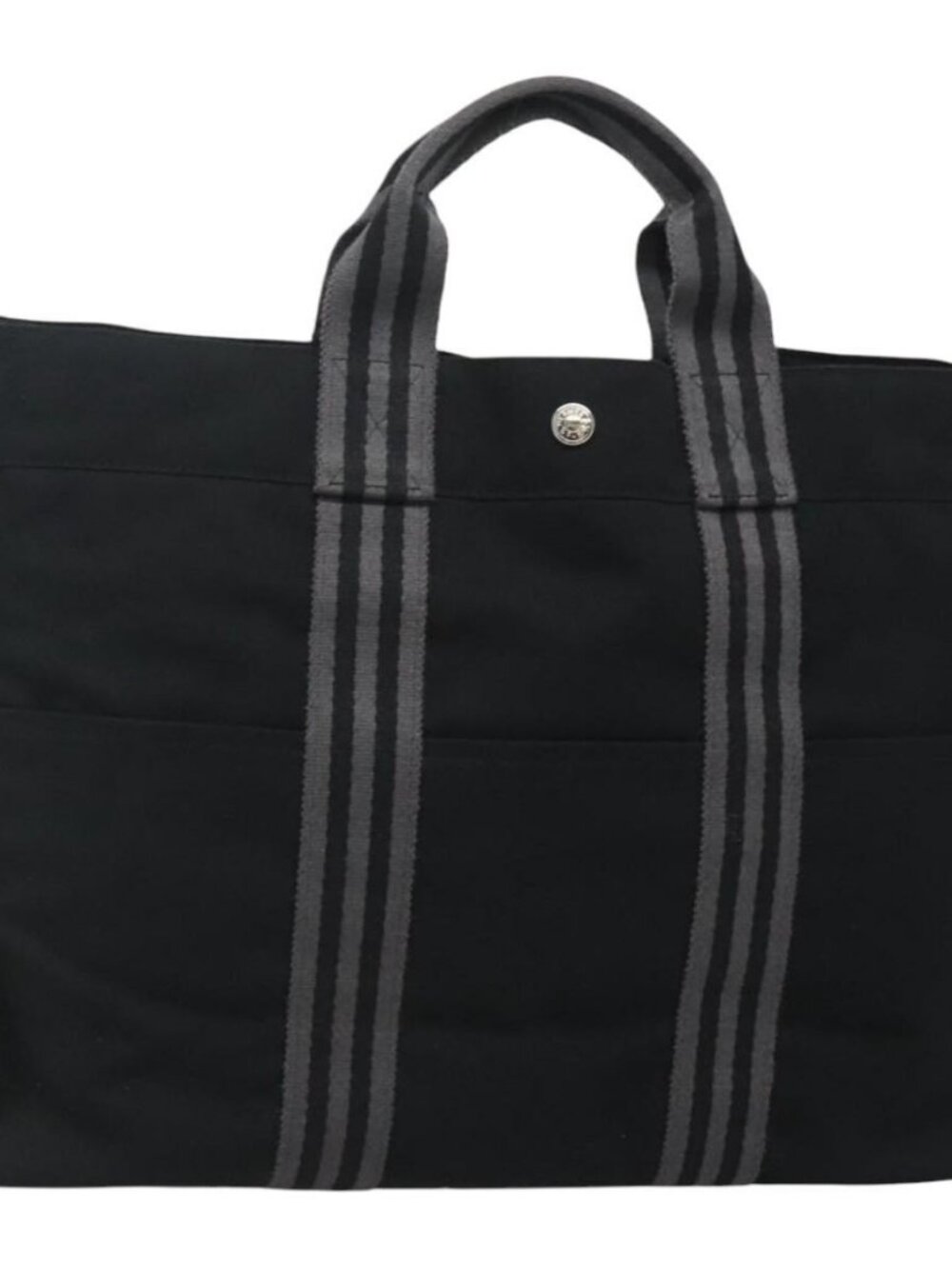 HERMES Fourre Tout MM Hand Bag Canvas Black Silver Auth 119846